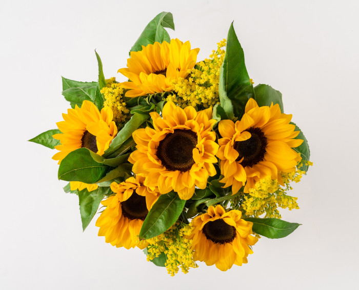 Girassóis em Vaso de Vidro